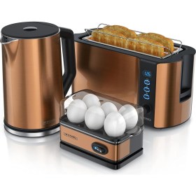 Resim Ekmek Kızartma Makinesi Seti + Su Isıtıcısı ve Yumurta Pişirici, Paslanmaz Çelik 