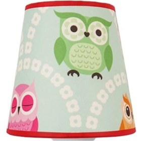 Resim Şenay Aydınlatma Çocuk Odası Konik Kumaş Küçük Abajur-Yeşil Baykuş 