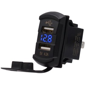 Resim Se Motosiklet Cep Telefonu Şarj Cihazı Voltmetre Araba 5v 4.2a Şarj Cihazı İle Çift Usb -siyah 