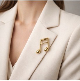 Resim Altın Renk Nota Figürlü Metal Broş Müzik Temalı Ceket Çanta Şapka Aksesuarı Açık Gri 