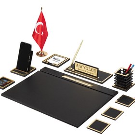 Resim Makroofis Lina Gold Sümen Takımı 10 Parça Siyah Full Set 