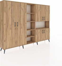 Resim Arges Dolap 13 Raflı 6 Kapaklı 220x30x163 Çam-çam Atlas Çam - Atlas Çam 