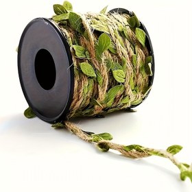 Resim 1 Rulo 10.0 metre Yapay Yaprak Tasarımı Jüt İpi, Hediye Paketleme, Buket Bağları, Fotoğraf Duvar Dekoru, El Sanatları İpi, DIY Asma Bahçesi Dekorasyon Malzemesi 
