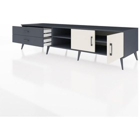 Resim Kronos Tv Ünitesi 2 Raflı 2 Çekmeceli 2 Kapaklı 220x59x51 Antrasit-aytaşı/antrasit Aytası/antrasıt - Antrasıt 