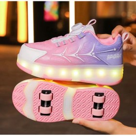Resim 3b kids pembe paten ışıklı ayakkabı spor ayakkabı paten çocuk 