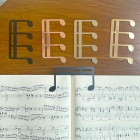 Resim Metalden Müzik Notları Kitap Ayracı ve Klipsler, Piyano, Keman, Gitar Notaları için Paslanmaz Çelikten Yapılmış, Siyah, Gümüş, Altın, Gül Altını Renklerde Mevcut 
