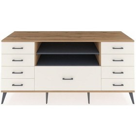 Resim Kronos Konsol 2 Raflı 9 Çekmeceli 176x59x83 Çam-antrasit/aytaşı Antrasit/aytaşı 