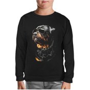 Resim Rottweiler - Cool Siyah Çocuk Sweatshirt Siyah 