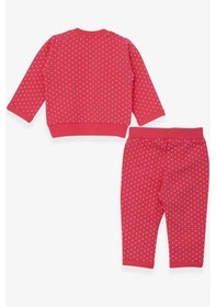 Resim Breeze Kız Bebek Eşofman Takımı Puantiyeli Simli Baskılı 6 Ay-2 Yaş, Mercan 