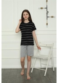 Resim Akbeniz Kız Çocuk Penye Şortlu Pijama Takım 20405 SIYAH 