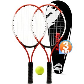Resim 3lü Set Deluxe 21 İnç Çocuk Genç Tenis Raketi Seti Çantalı Çocuk Tennis L2 Grip 53 Cm Kırmızı 670 