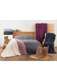 Resim Cotton Box Emboss Çift Kişilik Battaniye Lacivert 