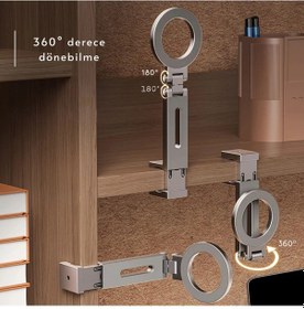 Resim Etashop Manyetik Taşınabilir Telefon Tutacağı Katlanabilir 360 Seyahat Standı Magsafe Uyumlu GÜMÜŞ 