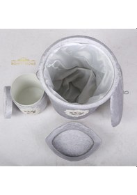 Resim Shems Gri 6 Prç Kirli Çamaşır Sepeti Seti + Banyo Paspası Seti 