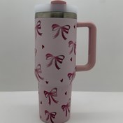 Resim Paslanmaz Çelik İzoleli Seyahat Bardağı, Büyük Yay Desenli, 40oz-14oz Kapasite, Kaymaz Kulp, Kahve, Çay ve Daha Fazlası İçin İdeal - Seyahat, Okul, Ofis, Açık Hava, Spor Salonu ve Aile Hediyeleri İçin Mükemmel 