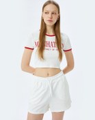 Resim Koton Beli Bağcıklı Cep Detaylı Mini Şort Ekru 5sal40031ık Ekru 