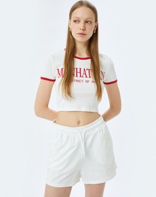 Resim Koton Beli Bağcıklı Cep Detaylı Mini Şort Ekru 5sal40031ık Ekru 