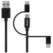 Resim Philips Playstation 4 / 5 İle Uyumlu Joystick Şarj Kablosu Mfı 3in1 Micro Usb-lightining-type-c Hızlı Şarj Ve Data Kablosu 2m Siyah Dl 