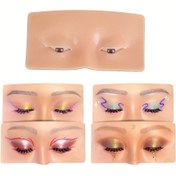Resim 1 adet Profesyonel 5D Silikon Makyaj Uygulama Yüz Tahtası - Yeniden Kullanılabilir Göz Farı, Eyeliner, Kaş Eğitim Aracı Kozmetik Sanatçılar İçin - Kokusuz, Güç veya Pil Gerektirmez, Makyaj Aksesuarları 