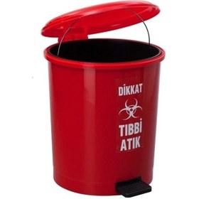 Resim Safell İç Kovalı Pedallı Tıbbi Atık Çöp Kovası Kırmızı 30 L Kırmızı 