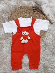 Resim krm bebe Oyuncaklı Ikili Salopet Bebek Takım 