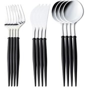 Resim Leezsing 12 Adet Plastik Bıçak Çatal Kaşık Çatal Bıçak Takımı Tek Kullanımlık Sofra Takımı Parti Düğün Doğum Günü Piknik Barbekü Noel Yıldönümü İçin 