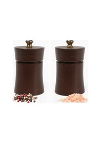 Resim Kahverengi Ahşap Tuz Ve Karabiber El Değirmeni Öğütücü Grinder 2 Adet 8 Cm Kahverengi 