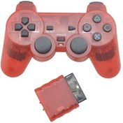 Resim Şeffaf Kırmızı-kablosuz Bluetooth Denetleyici Şeffaf Renkli Gamepad Sony Ps2 2.4g Titreşim Kontrolü Plastation 2 Joystick 