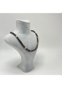 Resim Yıldız Doğal Taş Kaplan Gözü Hematit Lal Sitrin Obsidyen Doğal Taş Kolye 55 Cm Çok REnkli 