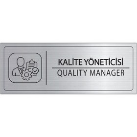 Resim Mayeka Kalite Yöneticisi İsimlik Gümüş Metal Kapı İsimliği Levhası Yönlendirme Tabelası 