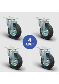 Resim Emes EM01SPR150 Döner Tablalı Çap:150 Hafif Kauçuk Tekerlek 4 Adet 