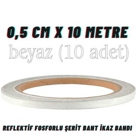 Resim Carub Reflektif Fosforlu Şerit Bant 0,5 Cm X 10 Metre Beyaz İkaz Bandı BR2405001 