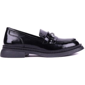 Resim Shoetyle - Hakiki Rugan Deri Kadın Loafer - 25101901-1400 Siyah 