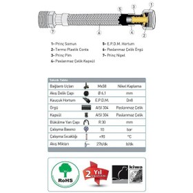 Resim Bağlantı Hortumu 3/8' ' -m10x1 30mm 60cm 