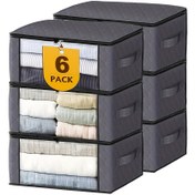 Resim 6 adet Açık Görünüm Ekranlı, Güçlendirilmiş Tutmaçları, Katlanabilir Organizatörü Yatak Örtüleri, Battaniyeler, Giysiler için - Fermuar Kapatma, Non-Woven Kumaş, Ev Kullanımı için İdeal 