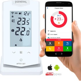 Resim General HT500-SET-1 Kablosuz Dijital Oda Termostatı Wifi Uyumlu Geniş LCD Ekranlı Haftalık Programlı 