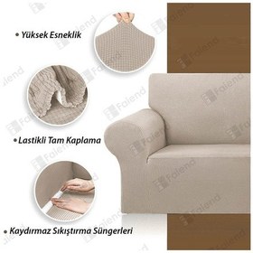 Resim Likrali Esnek 3 Kişilik Vizon Lastikli Kanepe Örtüsü Lastikli Koltuk Örtüsü Koltuk Kılıfı Vizon 