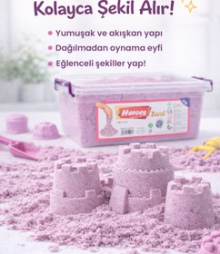 Resim HEROES 5 Kg Pembe Kinetik Kum (Dev Boy) - Akışkan ve Dağılmayan Canlı Renk Eğitici Oyun Kumu 