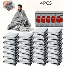 Resim 4 adet Dayanıklı Polyester Termal Battaniyeler - Alev Geciktirici, Acil İlk Yardım, Kurtarma ve Doğal Afetler için İdeal, Rahat Vücut Isıtıcısı, Açık Hava Kurtarma Ekipmanı, Kurtarma Ekipmanı 