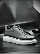 Resim BESS SHOES Hakiki Deri Siyah Erkek Spor Ayakkabı – Ortopedik, Yüksek Tabanlı, Günlük Rahat Sneaker 