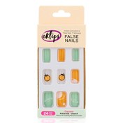 Resim Eklips Takma Tırnak Turuncu Yeşil Portakal Desenli Kare 24'lü 