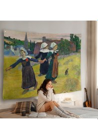 Resim Paul Gauguin Bretonlu Kızlar Dans Duvar Örtüsü-7007 