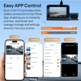 Resim 70MAI Dash Cam 4K T800 3 Kanallı 2160P+2160P+1080P Ön ve Arka Içerde, 3 Hdr Çift Starvıs 2 Gece Görüşlü Araba Kamerası, Ses Kontrolü, 4g Lte, Hareket Algılama, Park Modu, Gps, 512 gb Sd Kart destekler 