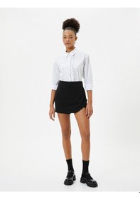 Resim Koton Fırfırlı Gömlek Klasik Yaka Uzun Kollu Pamuklu Beyaz 4wal60135ıw 4WAL60135IW000 Beyaz 