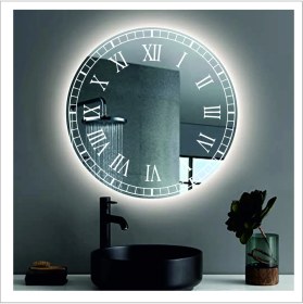 Resim Dnr-Mirror90 Cm Beyaz Ledli Tasarım Kumlamalı Banyo Aynası Makyaj Aynası Işıklı Ayna 