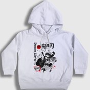 Resim Unisex Çocuk Beyaz Tanjiro Nezuko V2 Anime Demon Slayer Kimetsu No Yaiba Kapüşonlu Sweatshirt 