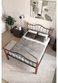 Resim Argimo Pasifik Çift Kişilik Ferforje Metal Karyola Siyah 160 x 200 