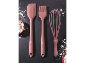 Resim Multiamo İvory Isıya Dayanıklı Silikon Büyük Boy Tatlı-Pasta Hazırlık Seti Sivri Spatula/yumurta Fırçası/çırpıcı 