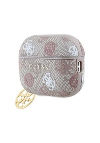 Resim Apple Uyumlu AirPods Pro 2 Kılıf Guess Lisanslı Metal Zincirli 4g Desenli Yazı Logolu Peony Kılıf Pembe 