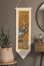 Resim Van Gogh Duvar Halısı, Sanat Serisi Dekor, 100cm Kanvas Flama Askılı Duvar Örtüsü NO:742 - Renkli - 13 / 30 x 100 